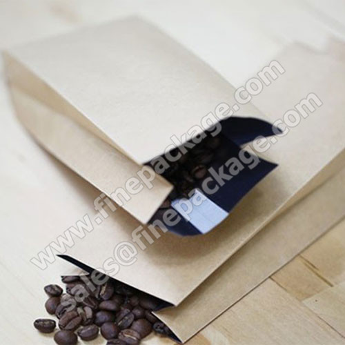 craft paper side gusset coffee bean packaging bags with valve 