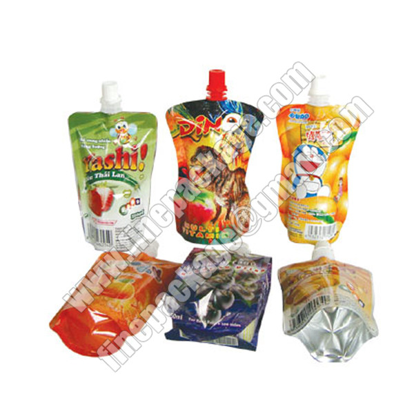 juice packaging bags, juice drink spout pouch bag, liquid packaging plastic bag with spout