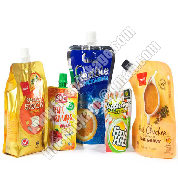 liquid stand up pouch with spout, drink spout bag, drink spout pouches