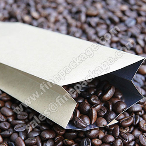 craft paper side gusset coffee bean packaging bags with valve 