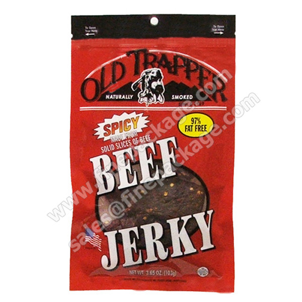 Teriyaki Printed beef jerky and biltong stand up bags with zipper with Euro slot and tear notch