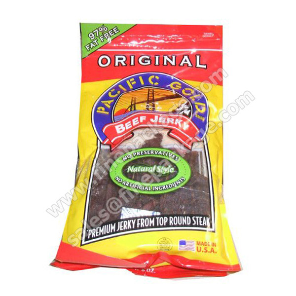 Teriyaki Printed beef jerky and biltong stand up bags with zipper with Euro slot and tear notch
