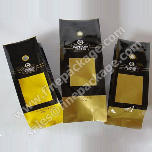 Printed aluminium foil coffee packaging bags with valve