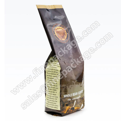 HIgh quality Flat bottom side gusset ziplock bag aluminium foil bag for coffee packaging with valve